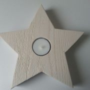 Waxinelichthouder Kerstster Maxi van Steigerhout in white-wash