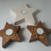 Waxinelichthouder Kerstster Mini en Maxi in resp Old-Brown en White-wash